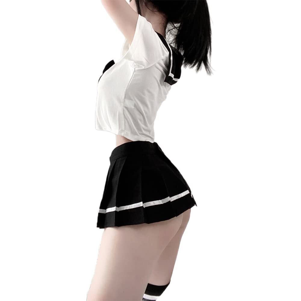 6322 Japanese anime student maid outfit sexy one-shoulder perspective tube